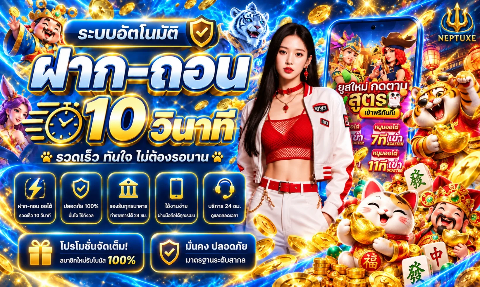 ระบบฝากถอน NEPTUXE และเกมยอดนิยม